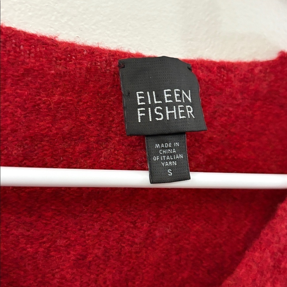 Eileen Fisher Vibrant Red Knit sweater - small - wool blend - Vneck - Picture 2 of 4